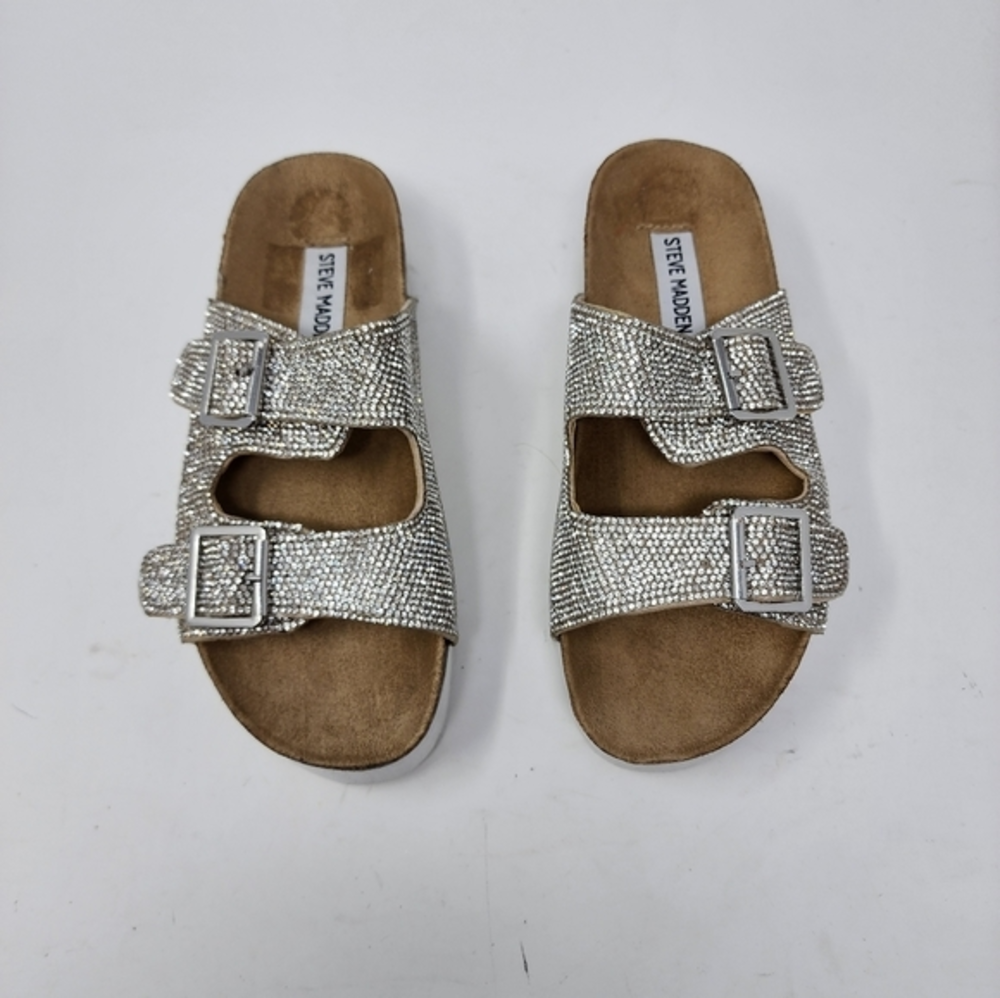 Steve Madden Women's Rhinestone Mervy Buckle Slide Sandals‎ Shoes 6 M